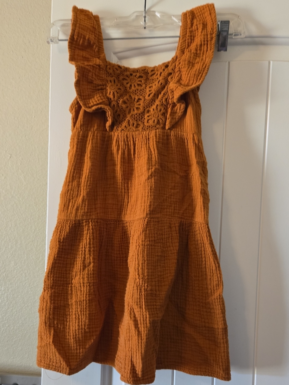 wonder nation Orange Ruffle Crochet Sundress